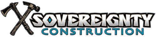 Sovereignty Construction logo with crossed hammers and tagline Building Trust, Leaving a Legacy